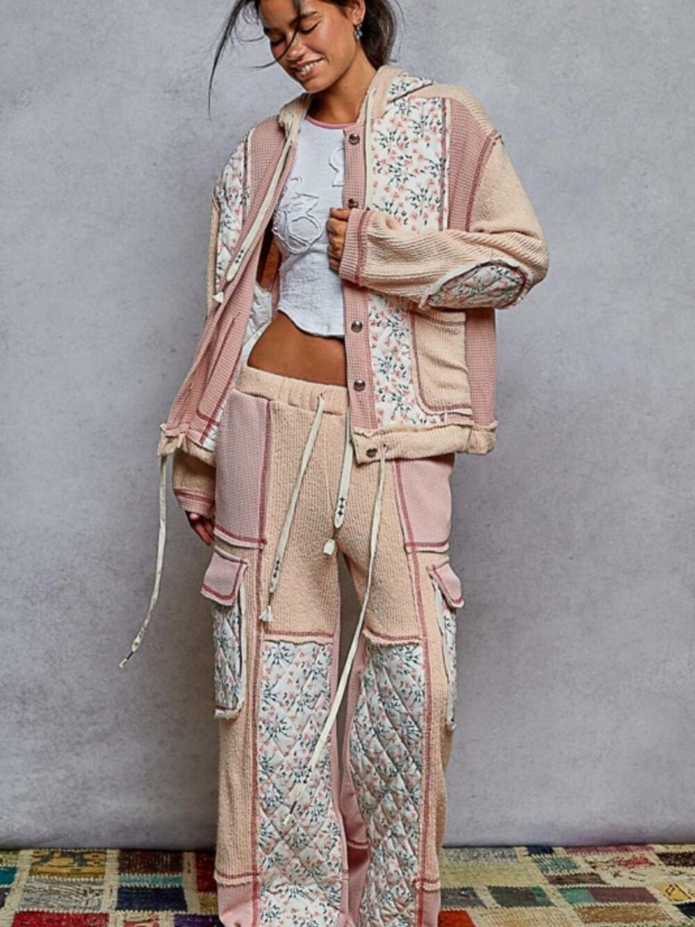 Pink floral 2 piece jacket & pants